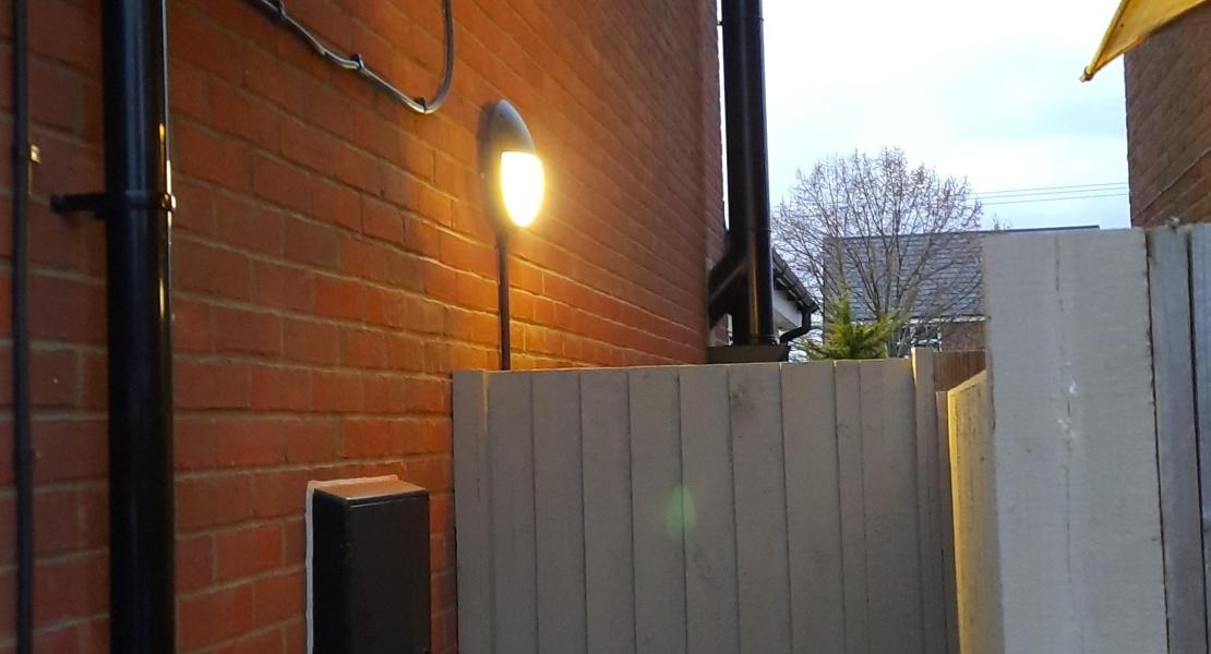 Outside light with microwave sensor.