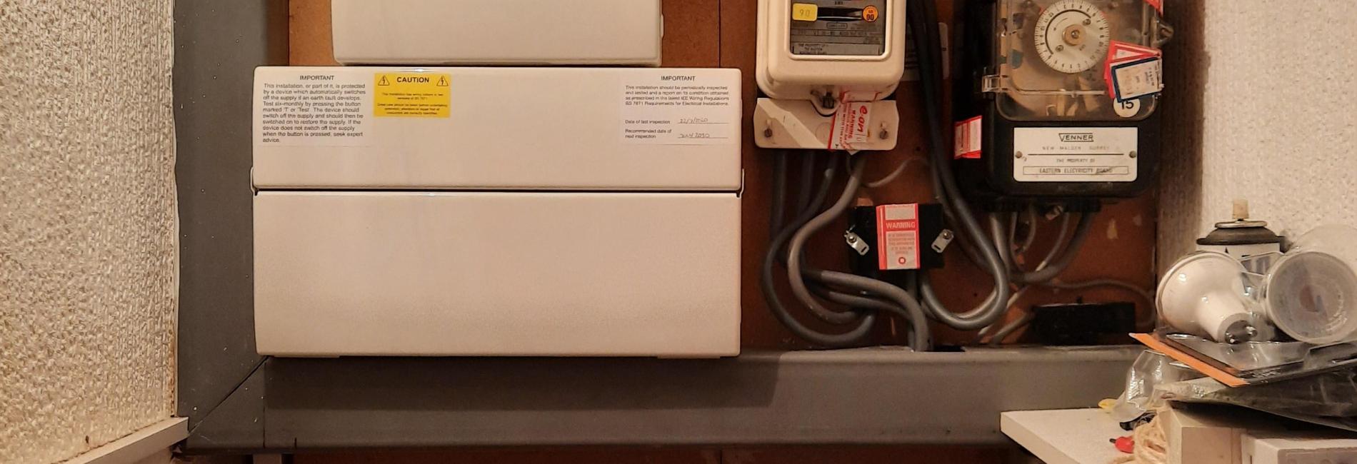 Replacement consumer unit. Bourne.