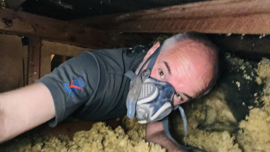 Jason from fairway electrical bristol in tight loft space